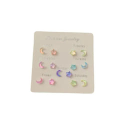Fantastic Fairy Colorful Star Moon Stud Earrings Set Women Pink Purple Transparent Cute Earring Jewelry Gift