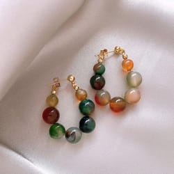 Vintage Colorful Natural Stone Beaded Earrings