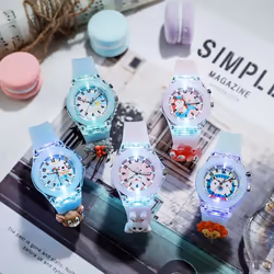 Baby Kids Watches Soft Silicone Cartoon Watch For Girls Boys - light pink