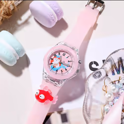 Baby Kids Watches Soft Silicone Cartoon Watch For Girls Boys - light pink