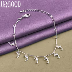 925 Sterling Silver Cute Dolphin Bracelet Gift Fashion Jewelry - 20cm