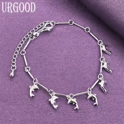925 Sterling Silver Cute Dolphin Bracelet Gift Fashion Jewelry - 20cm