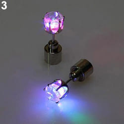 Fashion Women Led Light Up Rhinestone Ear Stud Earring Party Dance Xmas Jewelry - multicolor