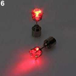 Fashion Women Led Light Up Rhinestone Ear Stud Earring Party Dance Xmas Jewelry - red