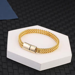 Titanium Steel Snake Chain Magnetic Buckle Men Jewelry Bracelet Bangle Fashion Jewelry - gold, 21cm
