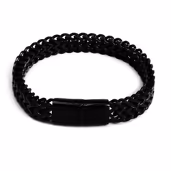 Titanium Steel Snake Chain Magnetic Buckle Men Jewelry Bracelet Bangle Fashion Jewelry - black, 23cm