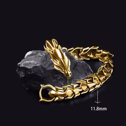 Fashion Hip Hop Silver Dragon Head Dragon Lin Bracelet Retro Exaggerated Men's Dragon Bracelet Jewelry Men's Access ...