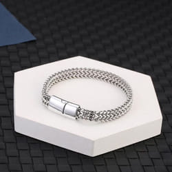 Titanium Steel Snake Chain Magnetic Buckle Men Jewelry Bracelet Bangle Fashion Jewelry - silver, 23cm