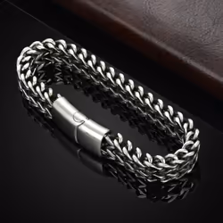 Titanium Steel Snake Chain Magnetic Buckle Men Jewelry Bracelet Bangle Fashion Jewelry - silver, 23cm