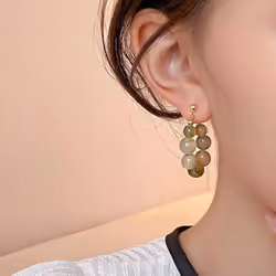 1 Pair Retro Colorful Beaded Hoop Earrings For Women Fashion Elegant Stud Earrings Jewelry Gift