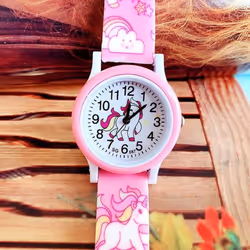 Cute Silicone Children Watches Cartoon Unicorn Boys Girls Kids Wristwatch Gifts Clock Accessory - pink