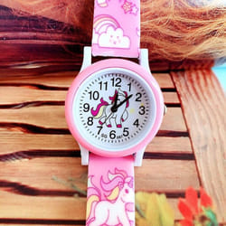 Cute Silicone Children Watches Cartoon Unicorn Boys Girls Kids Wristwatch Gifts Clock Accessory - pink
