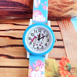 Cute Silicone Children Watches Cartoon Unicorn Boys Girls Kids Wristwatch Gifts Clock Accessory - pink