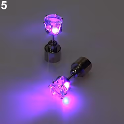 Fashion Women Led Light Up Rhinestone Ear Stud Earring Party Dance Xmas Jewelry - purple