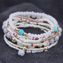 5 Colors Women Bohemian Multilayer Bracelet Creative Turquoise Beaded Bangle Fashion Jewelry - white
