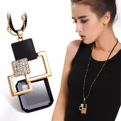 Fashion Crystal Geometric Necklaces & Pendant For Women Collier Femme Long Statement Sweater Chain Necklace Jewelry Accessori ...