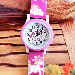 Cute Silicone Children Watches Cartoon Unicorn Boys Girls Kids Wristwatch Gifts Clock Accessory - purple