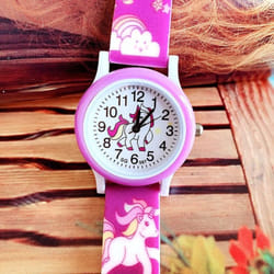 Cute Silicone Children Watches Cartoon Unicorn Boys Girls Kids Wristwatch Gifts Clock Accessory - purple