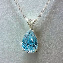 Cao Shi Fashion Zircon Pear-shaped Pendant Necklace For Women - ocean blue, XL744