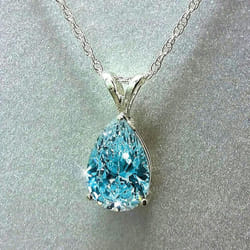 Cao Shi Fashion Zircon Pear-shaped Pendant Necklace For Women - ocean blue, XL744