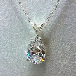 Cao Shi Fashion Zircon Pear-shaped Pendant Necklace For Women - ocean blue, XL744