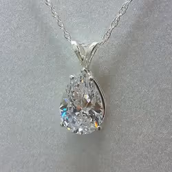 Cao Shi Fashion Zircon Pear-shaped Pendant Necklace For Women - ocean blue, XL744