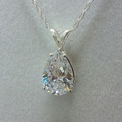 Cao Shi Fashion Zircon Pear-shaped Pendant Necklace For Women - white gold, XL250