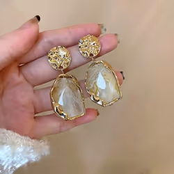 Fashion Pendant Earrings Trend Vintage Geometry Earrings For Women Jewelry Bohemia Drop Earrings Party Gift - White