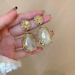 Fashion Pendant Earrings Trend Vintage Geometry Earrings For Women Jewelry Bohemia Drop Earrings Party Gift - White