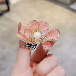 Elegant Delicate High-end Peony Flower Pearl Enamel Brooch  Luxury Clothing Accessories Coat Pins Corsage Holiday Gifts - pin ...