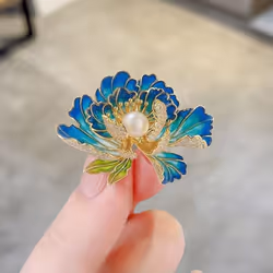 Elegant Delicate High-end Peony Flower Pearl Enamel Brooch  Luxury Clothing Accessories Coat Pins Corsage Holiday Gifts - pink