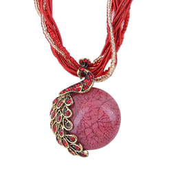 Peacock Necklace Gift Zricon Opal Bohemian Inlaid Pendant - red