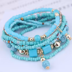 5 Colors Women Bohemian Multilayer Bracelet Creative Turquoise Beaded Bangle Fashion Jewelry - red