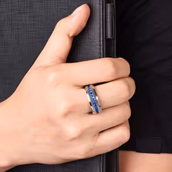Titanium Steel Rhinestone Ring Jewelry Wedding Rings For Women Men - silver, 12