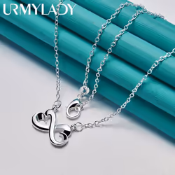 925 Sterling Silver Lady Women Valentine&apos;s Day Gift Creative Ring Necklace Stud Earrings Fashion Jewelry Set Wedding Par ...