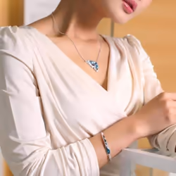 Women Fashion Rhinestone Butterfly Jewelry Set Necklace + Earrings + Bracelet