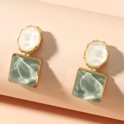 Trendy Colorful Resin Square Stud Earrings For Women French Earrings Fashion Jewelry Gifts - Green
