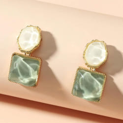 Trendy Colorful Resin Square Stud Earrings For Women French Earrings Fashion Jewelry Gifts - Green