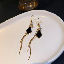 Elegant Shell Tassel Drop Earrings For Women Fashion Zircon Pendientes Wedding Jewelry Gifts - black