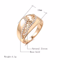 Kinel Glossy Rose Gold Color Rings For Women Big Size Luxury Rings - rose gold, 10