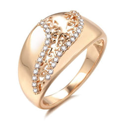 Kinel Glossy Rose Gold Color Rings For Women Big Size Luxury Rings - rose gold, 6