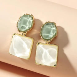 Trendy Colorful Resin Square Stud Earrings For Women French Earrings Fashion Jewelry Gifts - White