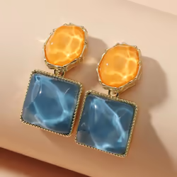 Trendy Colorful Resin Square Stud Earrings For Women French Earrings Fashion Jewelry Gifts - White