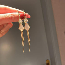 Elegant Shell Tassel Drop Earrings For Women Fashion Zircon Pendientes Wedding Jewelry Gifts - white