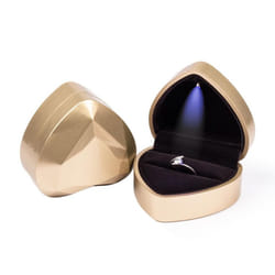 Heart Shaped Led Light Jewelry Gift Ring Package Decoration Box - gold