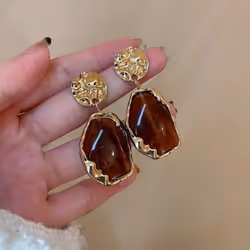 Fashion Pendant Earrings Trend Vintage Geometry Earrings For Women Jewelry Bohemia Drop Earrings Party Gift - Brown