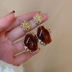 Fashion Pendant Earrings Trend Vintage Geometry Earrings For Women Jewelry Bohemia Drop Earrings Party Gift - Brown