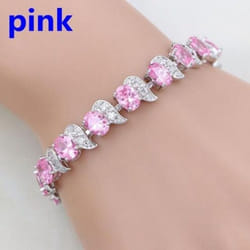 Casual Mystic Sky Blue Cubic Zirconia White Cubic Zirconia Charm Bracelets For Women Fashion Bracelet - pink