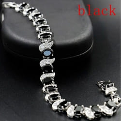 Casual Mystic Sky Blue Cubic Zirconia White Cubic Zirconia Charm Bracelets For Women Fashion Bracelet - black
