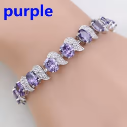 Casual Mystic Sky Blue Cubic Zirconia White Cubic Zirconia Charm Bracelets For Women Fashion Bracelet - purple